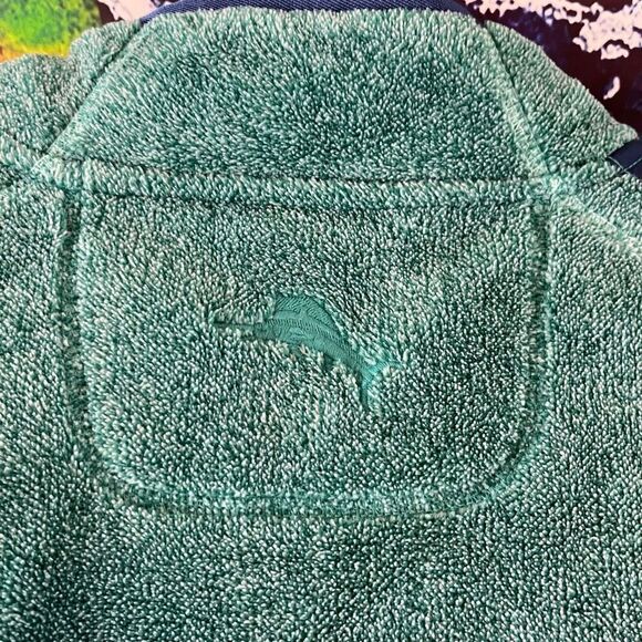 Tommy Bahama Cascade Cozy Half Zip Fleece Sweatshirt Neptune Green Size Large - Picture 7 of 7